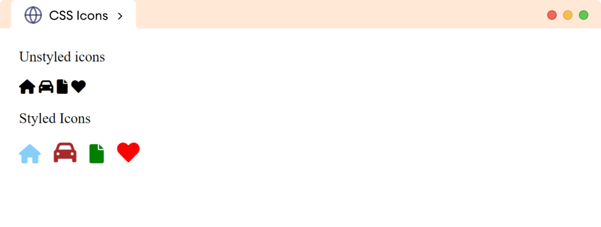 CSS Styled Icons Example