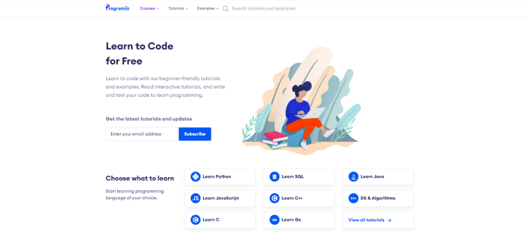 Programiz Website in Desktop View