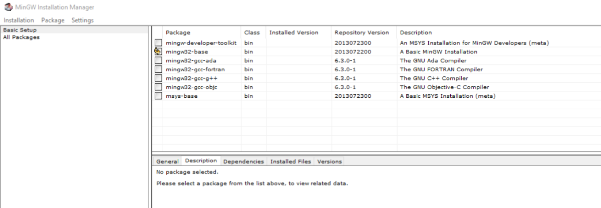 C GCC-Core Package Installation