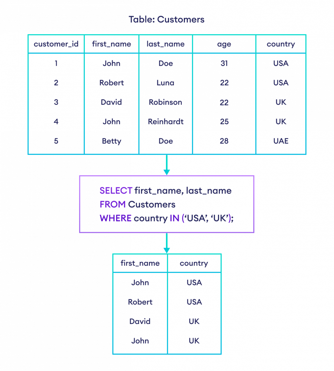 How to use IN operator in SQL